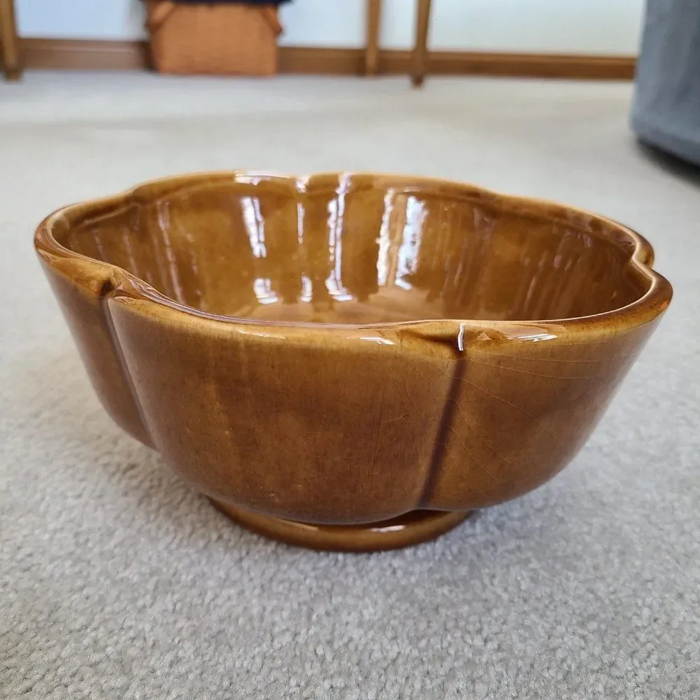Vintage Haeger #216 Scalloped Planter Floral Petal Ceramic Glazed Pottery